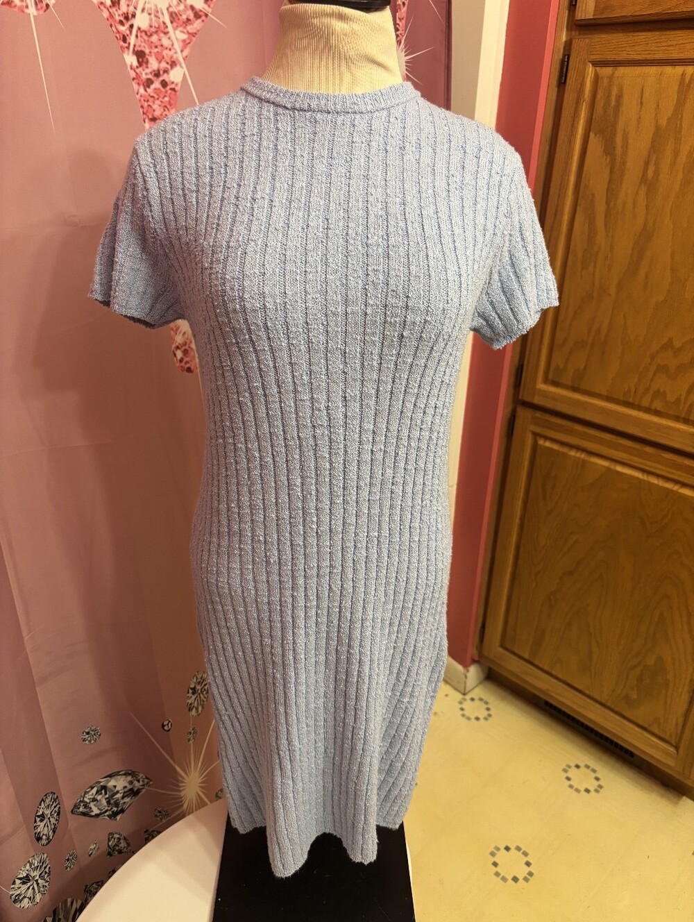 Universal Thread Light Blue Ribbed Knit Midi Dress